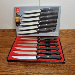 Wusthof Dreizack Vintage Steak Knife Set of 6, # 4050, Solingen Germany, W/ Box